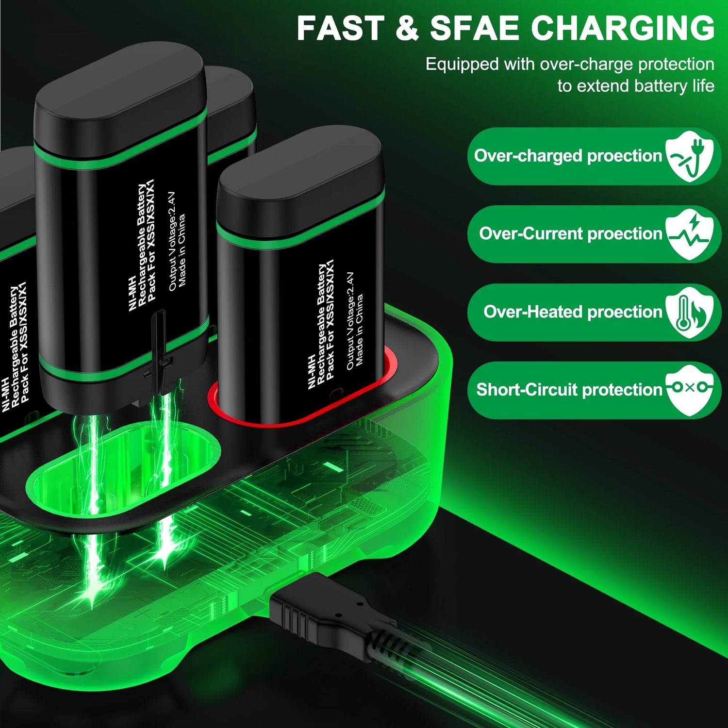 Xbox Controller Battery Pack for Xbox One/Xbox Series X|S, 6PCS 4080Mah Xbox Rechargeable Battery Packs &amp; Xbox Charger Station for Xbox One/One S/One X/One Elite