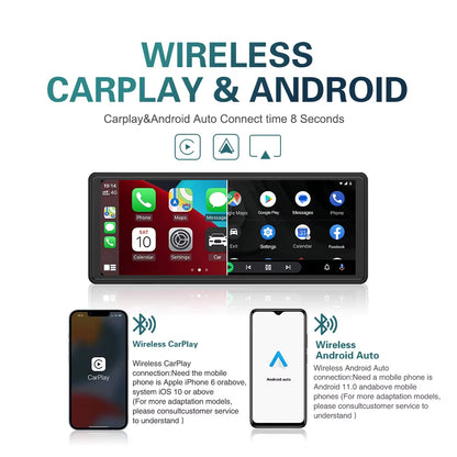Drive Smart 10.26-Inch multimedia video player showcasing wireless CarPlay and Android Auto connectivity.