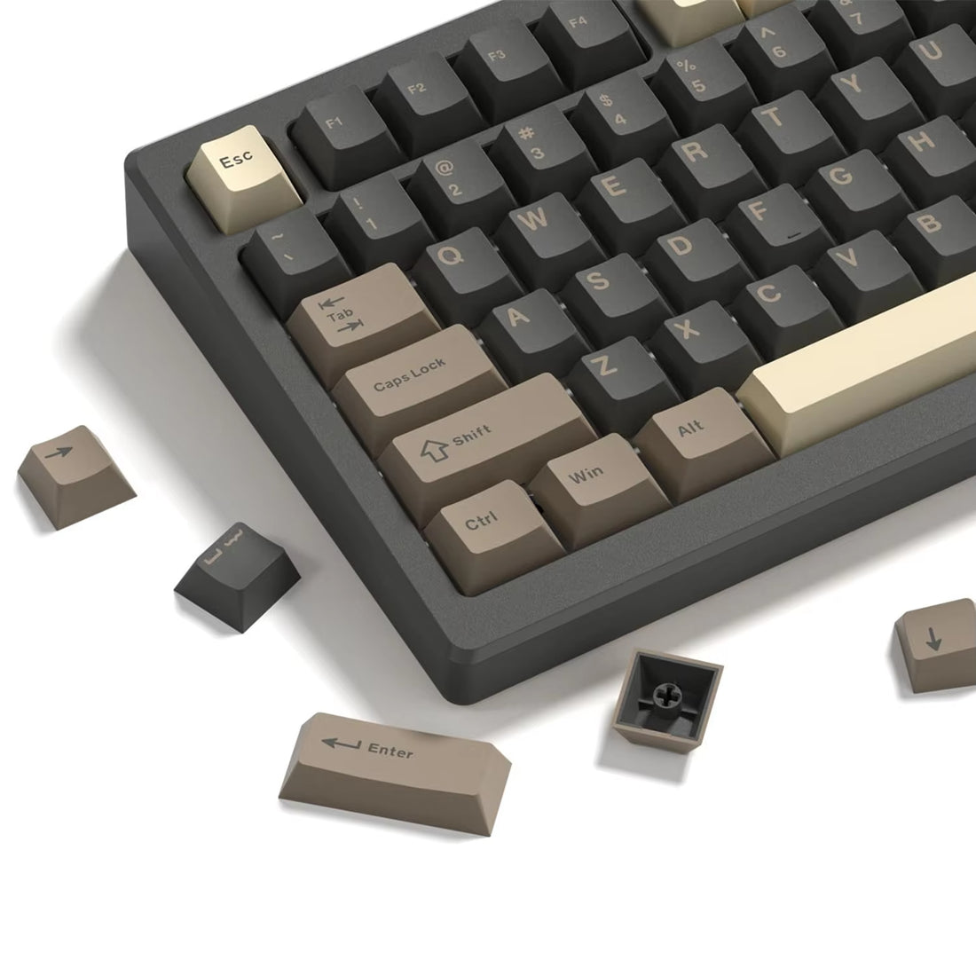 138 Keys Retro Brown Gray PBT Keycap – Mechanical Keyboard Keycap Set
