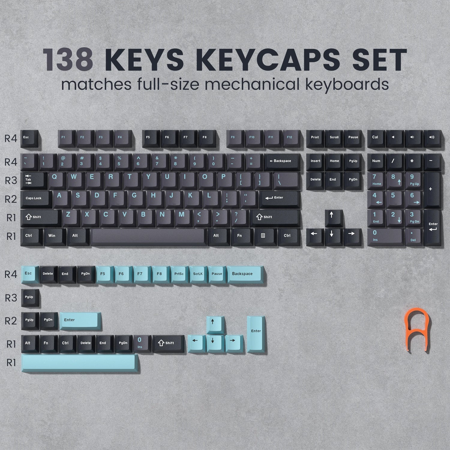 138 Keys Retro Brown Gray PBT Keycap – Mechanical Keyboard Keycap Set