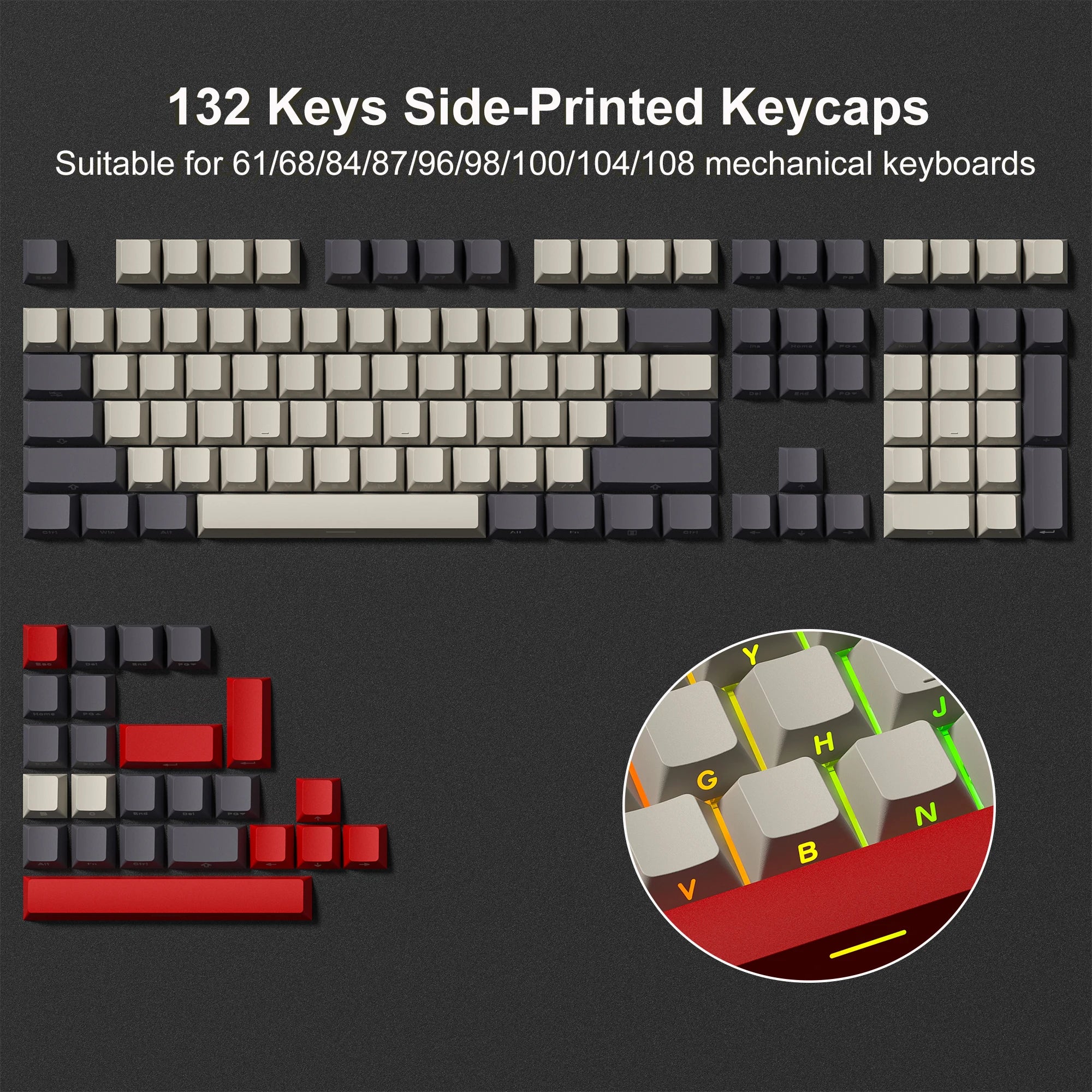 138 Keys Retro Brown Gray PBT Keycap – Mechanical Keyboard Keycap Set