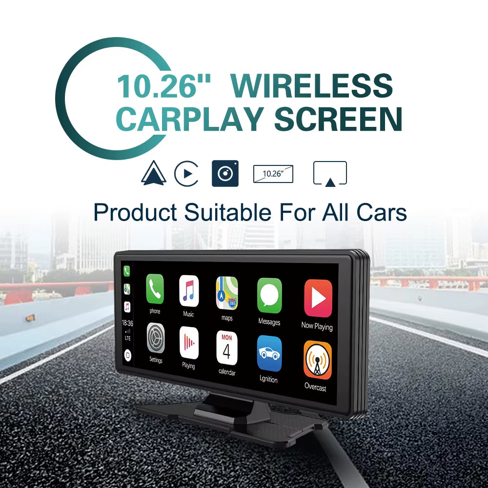 Drive Smart 10.26-Inch Wireless CarPlay screen suitable for all cars providing seamless connectivity.