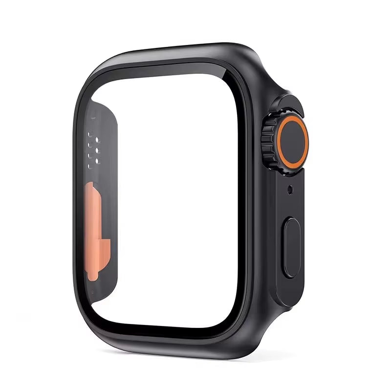 Tempered Glass+Cover for Apple Watch 1aApple Watch Tempered Glass Cover for Series 8 to 31 10 9 8 7 46Mm 42Mm PC Bumper Screen Protector Case Iwatch Series 7 6 5 4 SE3 44 40 45Mm