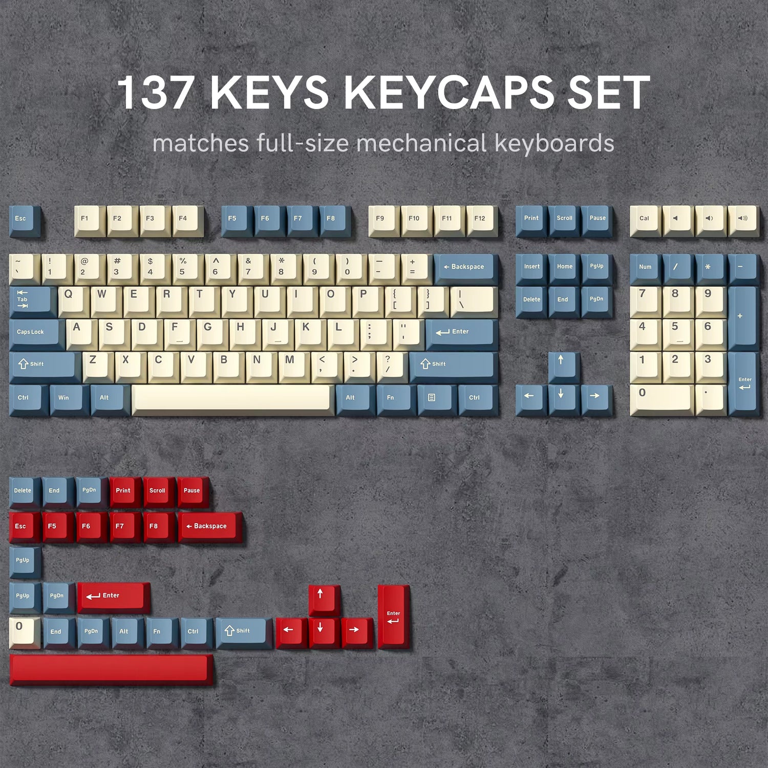 138 Keys Retro Brown Gray PBT Keycap – Mechanical Keyboard Keycap Set