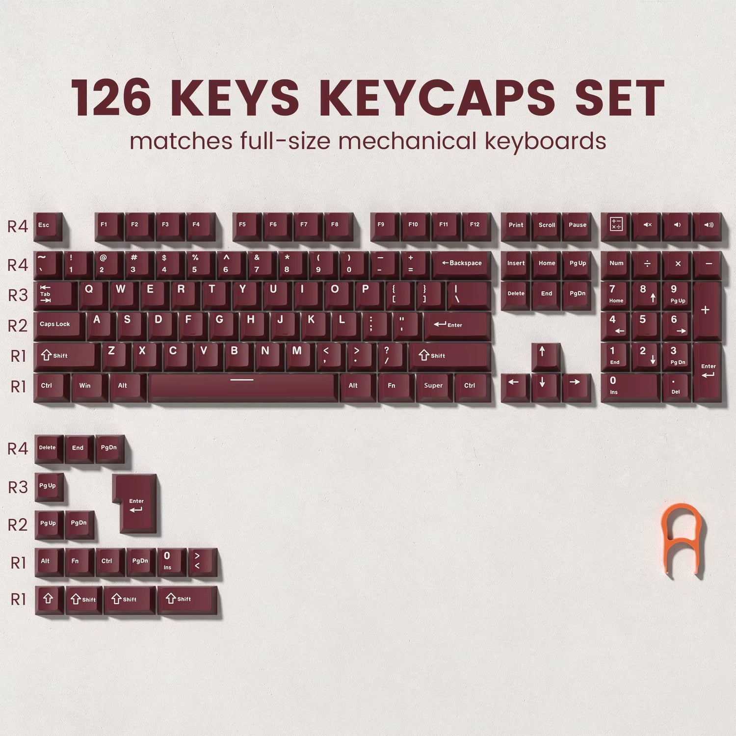 138 Keys Retro Brown Gray PBT Keycap – Mechanical Keyboard Keycap Set