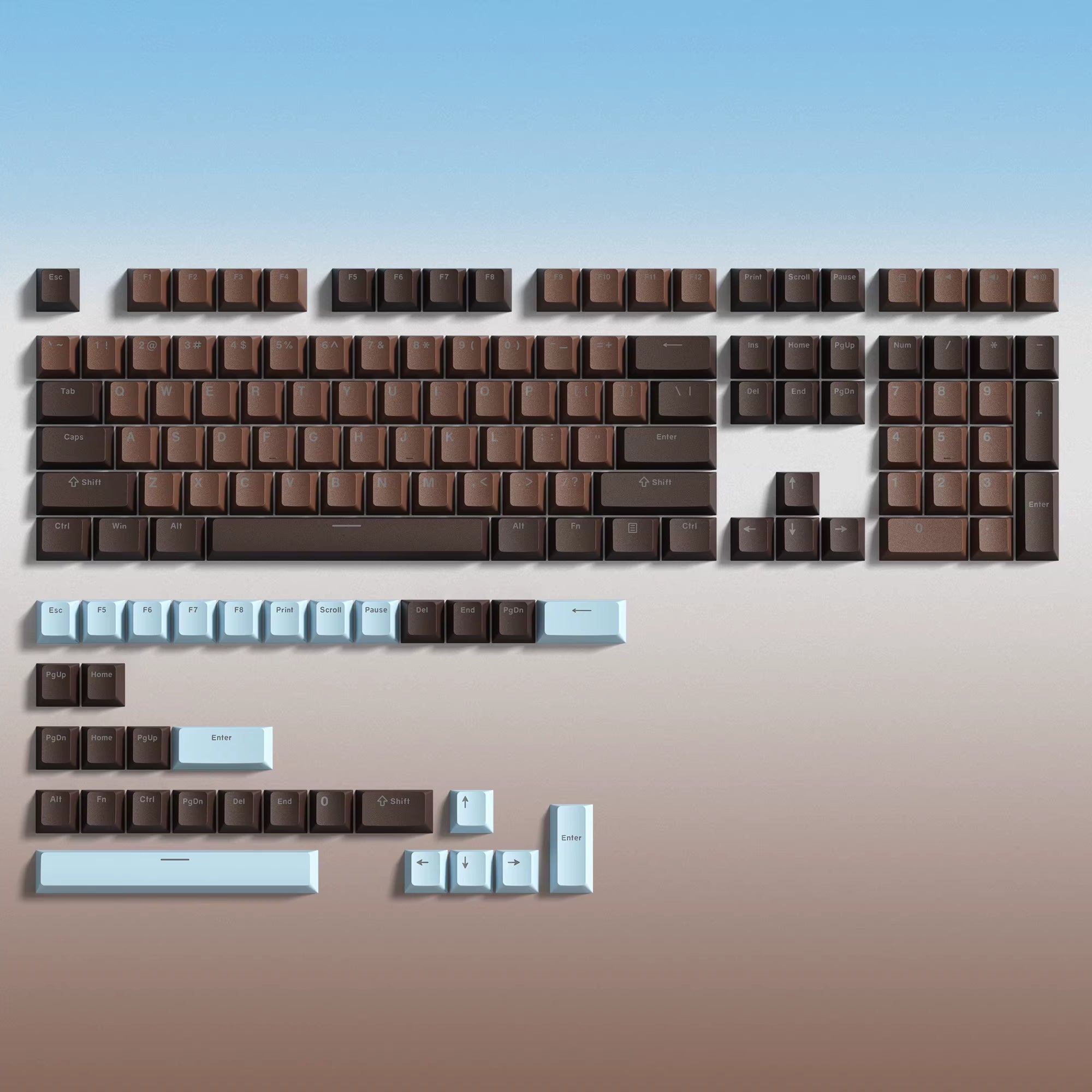138 Keys Retro Brown Gray PBT Keycap – Mechanical Keyboard Keycap Set