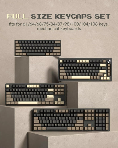 138 Keys Retro Brown Gray PBT Keycap – Mechanical Keyboard Keycap Set