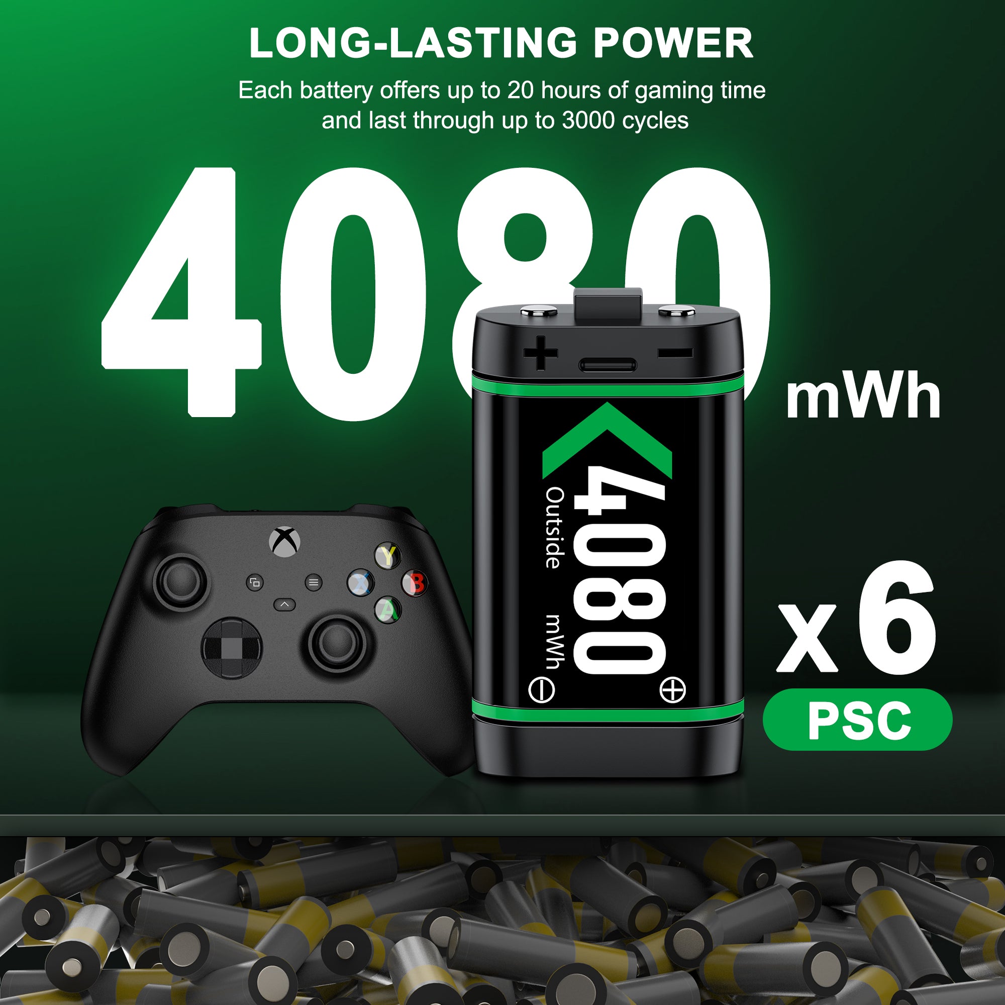 Xbox Controller Battery Pack for Xbox One/Xbox Series X|S, 6PCS 4080Mah Xbox Rechargeable Battery Packs &amp; Xbox Charger Station for Xbox One/One S/One X/One Elite