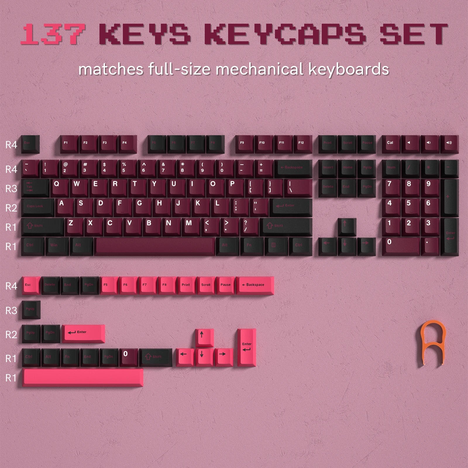 138 Keys Retro Brown Gray PBT Keycap – Mechanical Keyboard Keycap Set