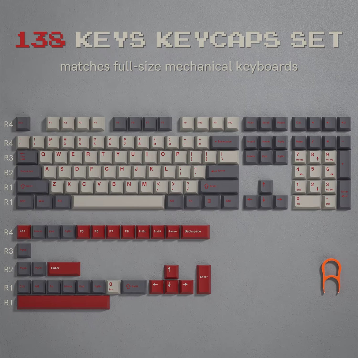 138 Keys Retro Brown Gray PBT Keycap – Mechanical Keyboard Keycap Set