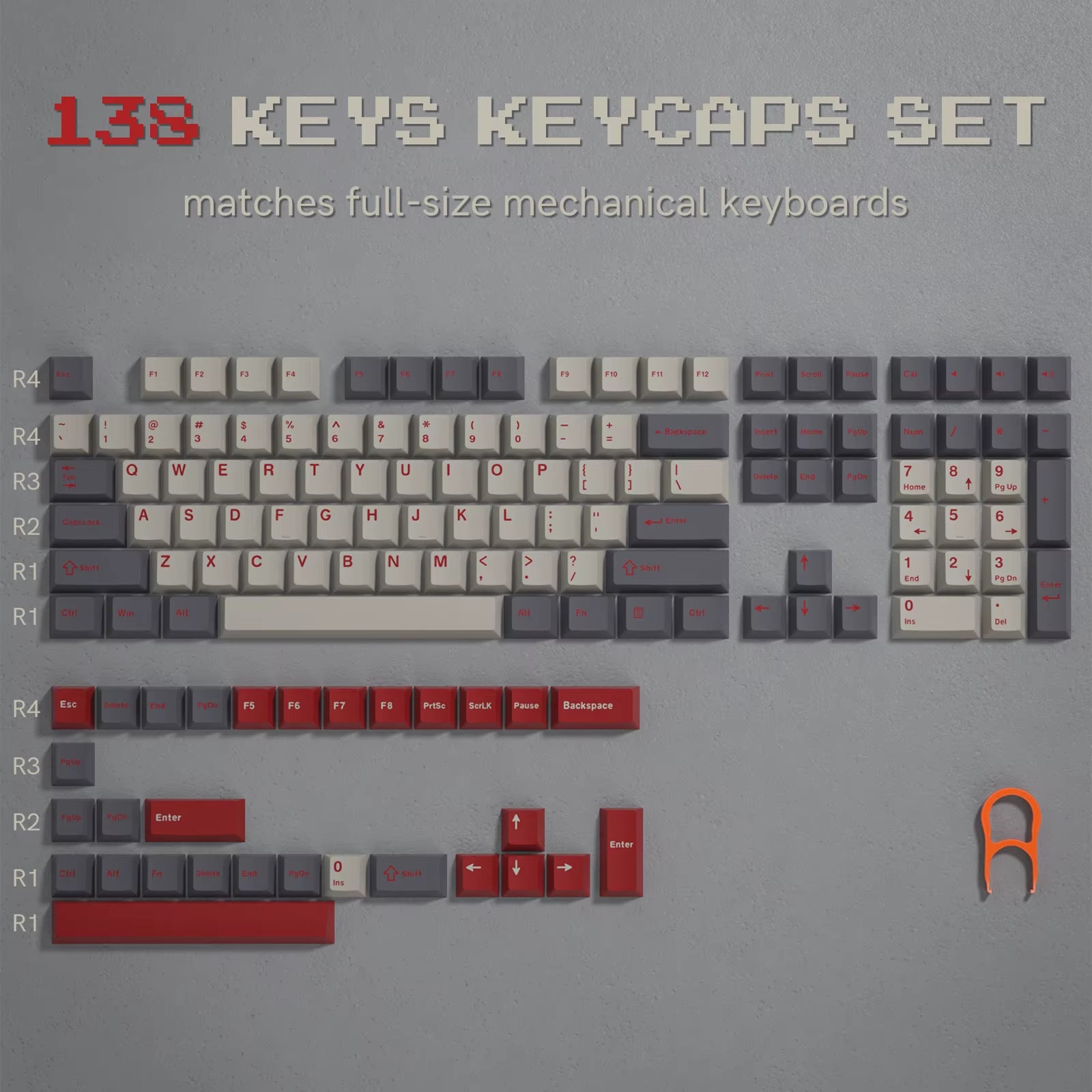 138 Keys Retro Brown Gray PBT Keycap – Mechanical Keyboard Keycap Set