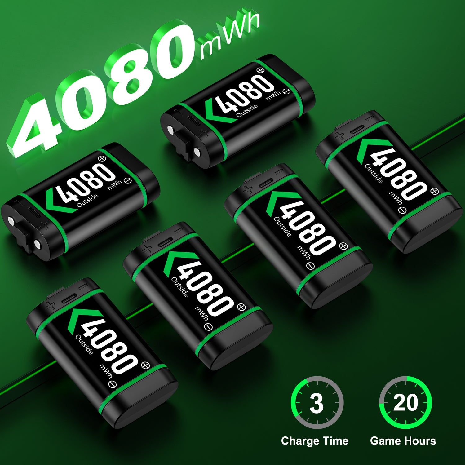 Xbox Controller Battery Pack for Xbox One/Xbox Series X|S, 6PCS 4080Mah Xbox Rechargeable Battery Packs &amp; Xbox Charger Station for Xbox One/One S/One X/One Elite