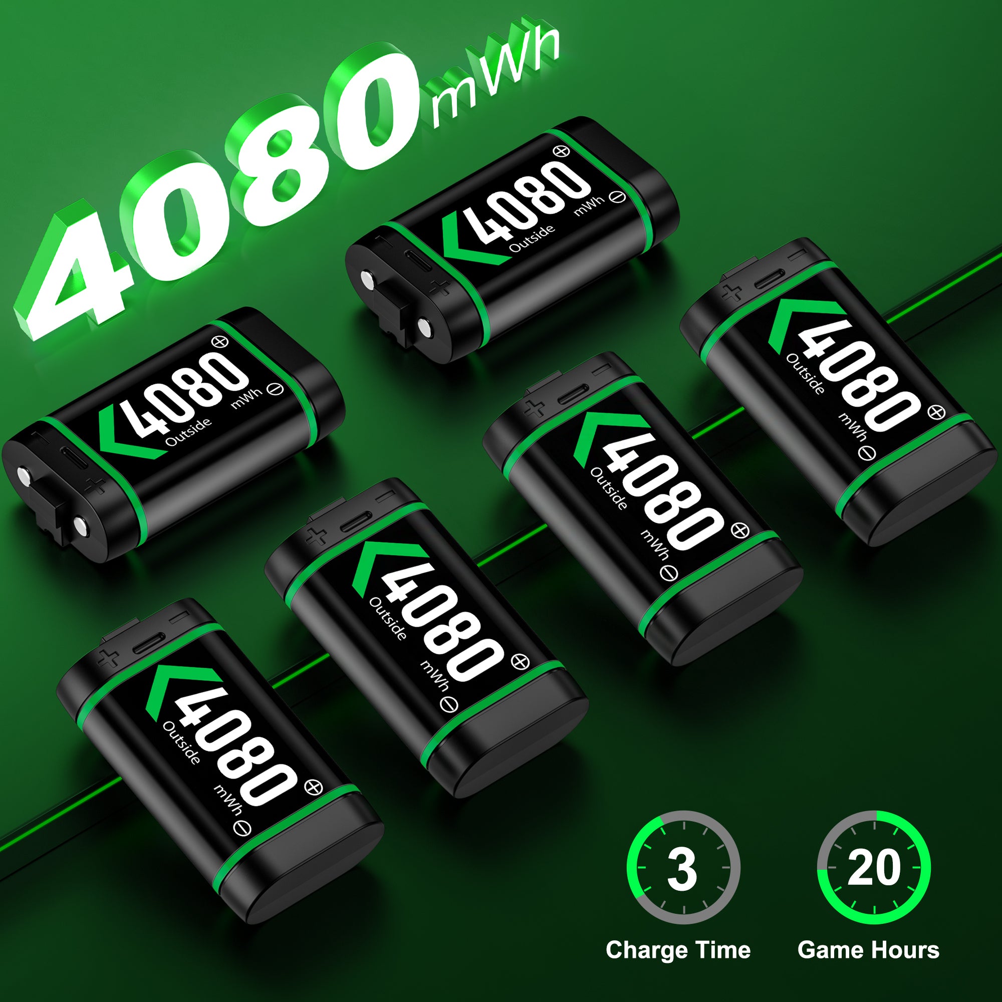 Xbox Controller Battery Pack for Xbox One/Xbox Series X|S, 6PCS 4080Mah Xbox Rechargeable Battery Packs &amp; Xbox Charger Station for Xbox One/One S/One X/One Elite