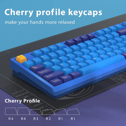 176 KeysSet Cherry keycaps in Cherry profile design for comfortable typing experience.