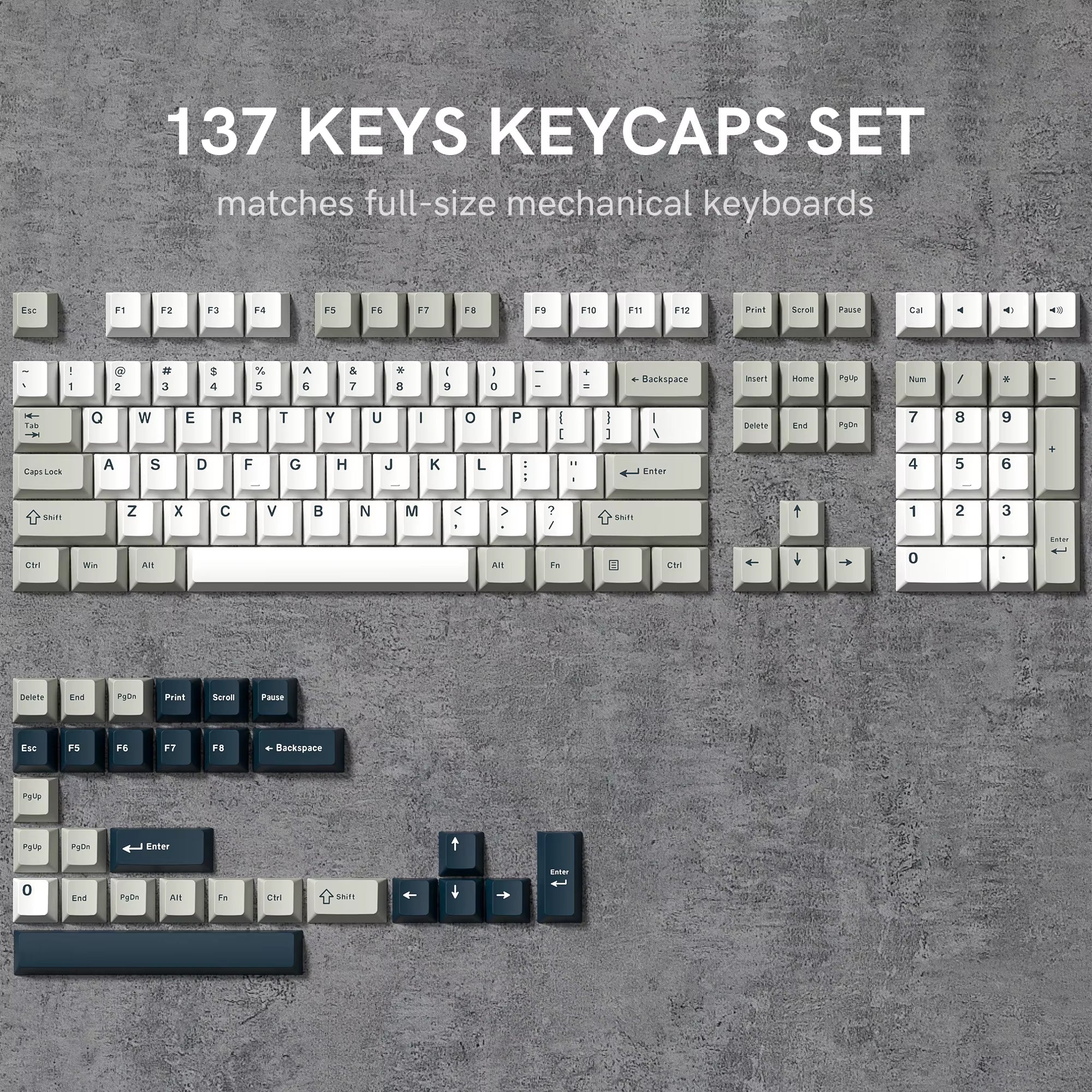 138 Keys Retro Brown Gray PBT Keycap – Mechanical Keyboard Keycap Set