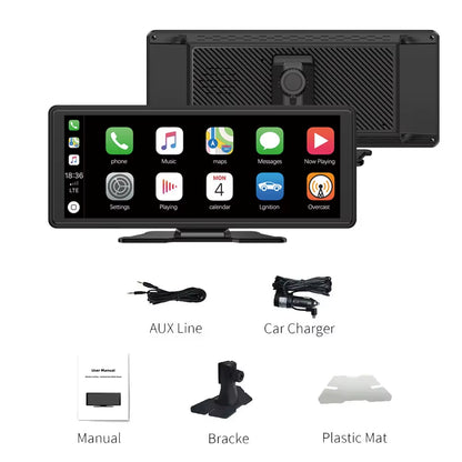 Drive Smart 10.26-Inch multimedia video player displaying CarPlay features with accessories included.