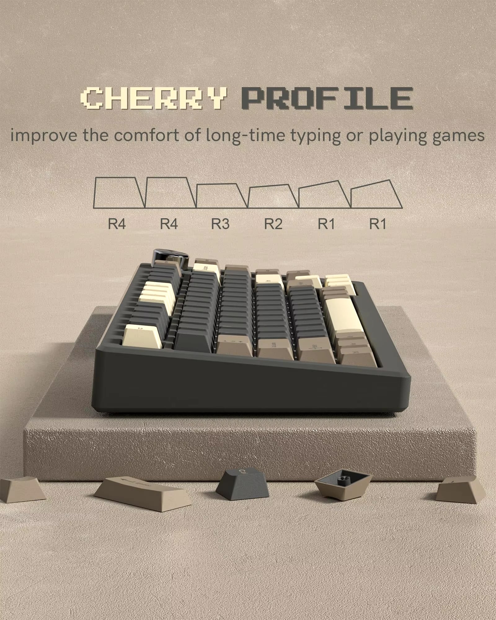 138 Keys Retro Brown Gray PBT Keycap – Mechanical Keyboard Keycap Set