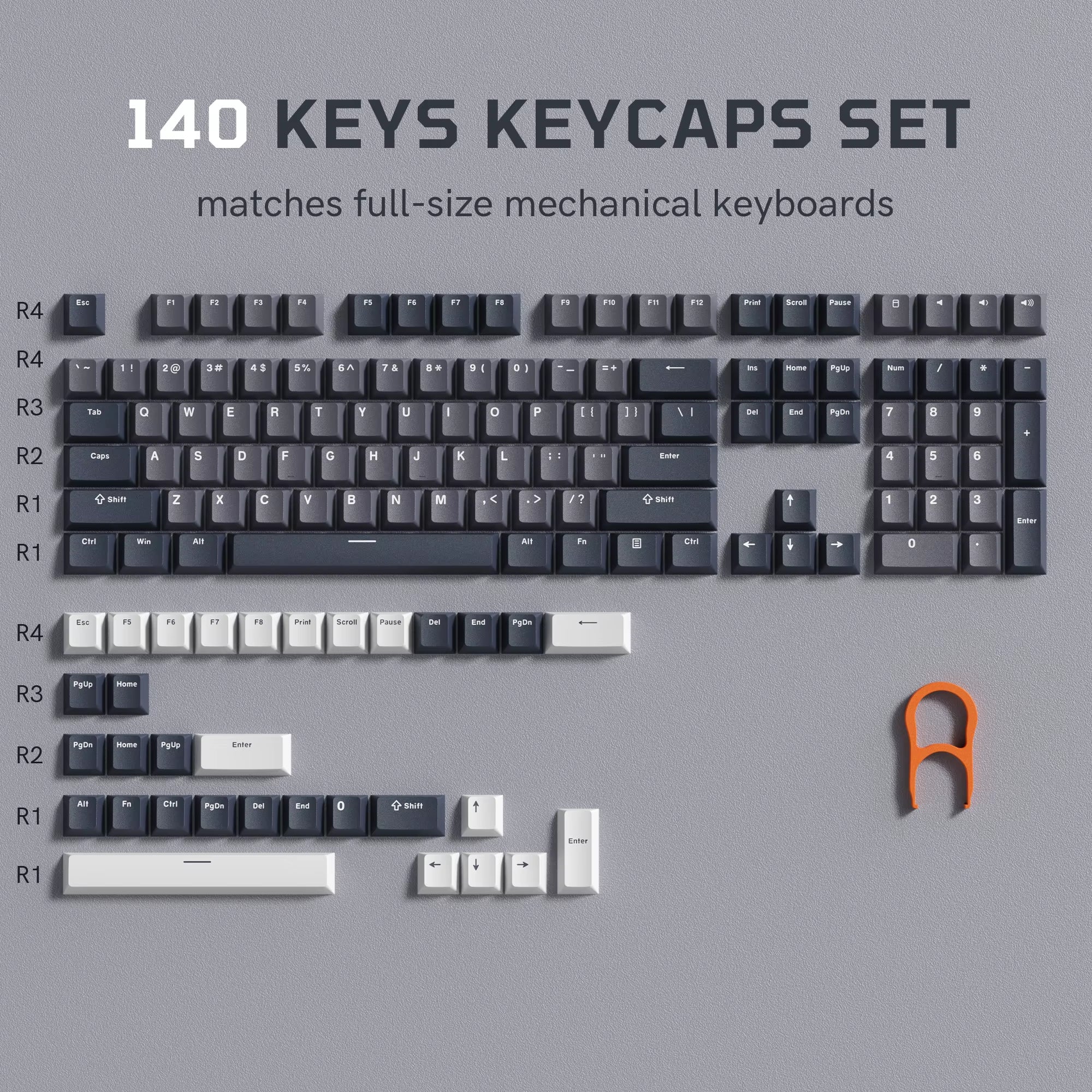 138 Keys Retro Brown Gray PBT Keycap – Mechanical Keyboard Keycap Set