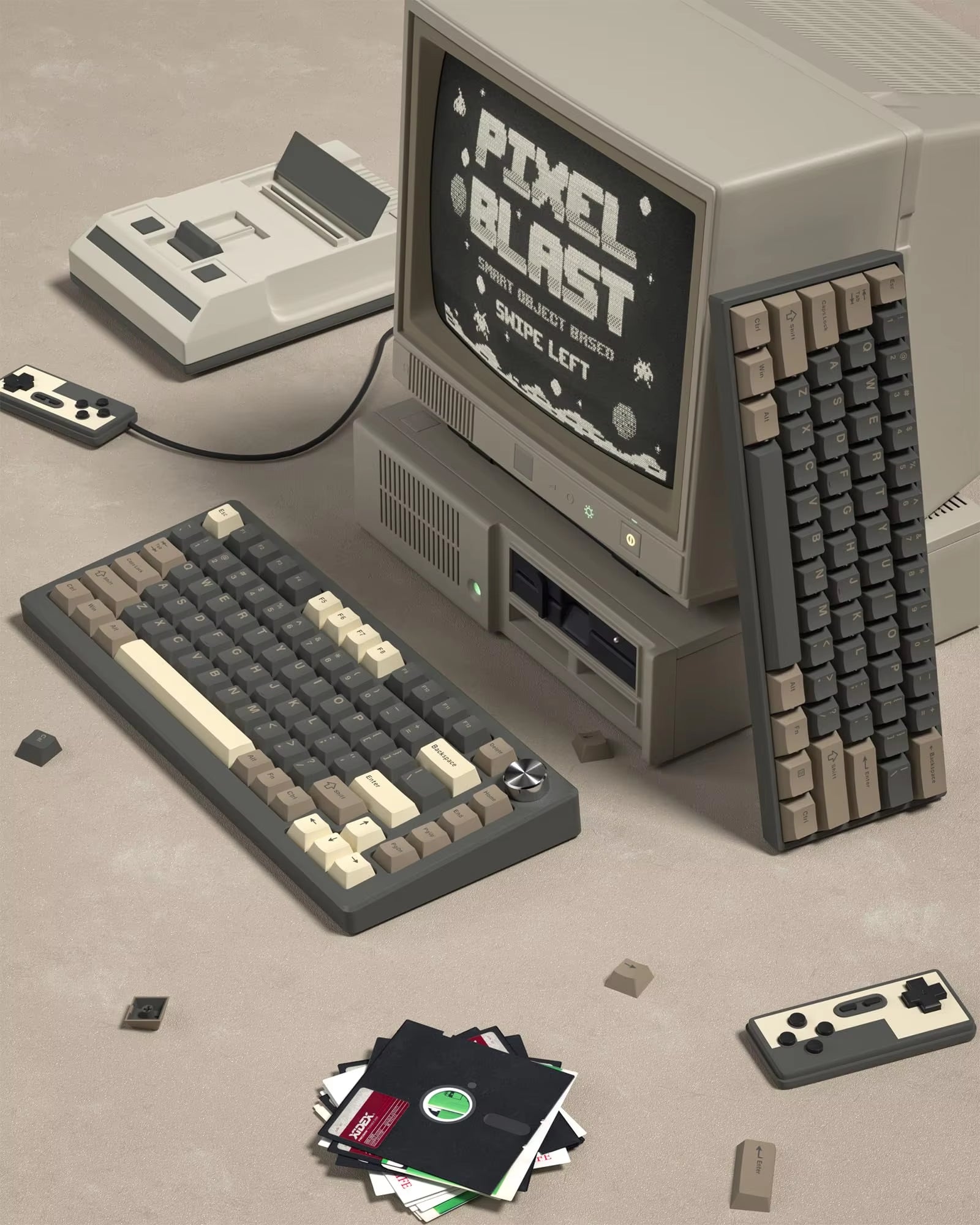 138 Keys Retro Brown Gray PBT Keycap – Mechanical Keyboard Keycap Set