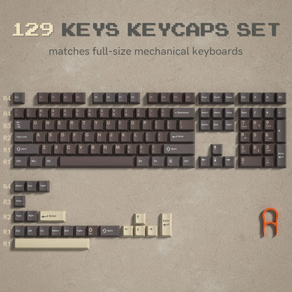 138 Keys Retro Brown Gray PBT Keycap – Mechanical Keyboard Keycap Set
