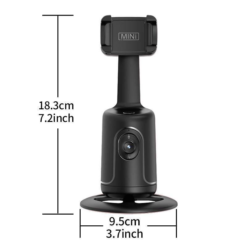 360 Auto Face Tracking Gimbal Stabilizer for Phones with measurement dimensions shown.