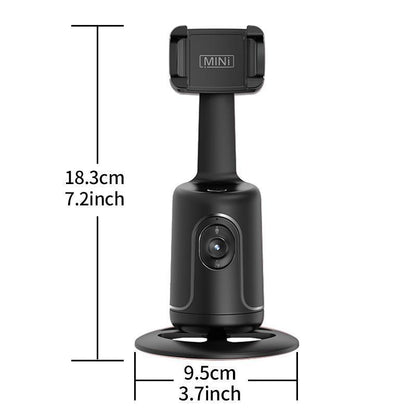 360 Auto Face Tracking Gimbal Stabilizer for Phones with measurement dimensions shown.