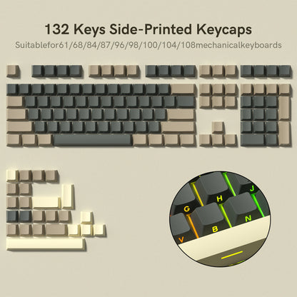 138 Keys Retro Brown Gray PBT Keycap – Mechanical Keyboard Keycap Set