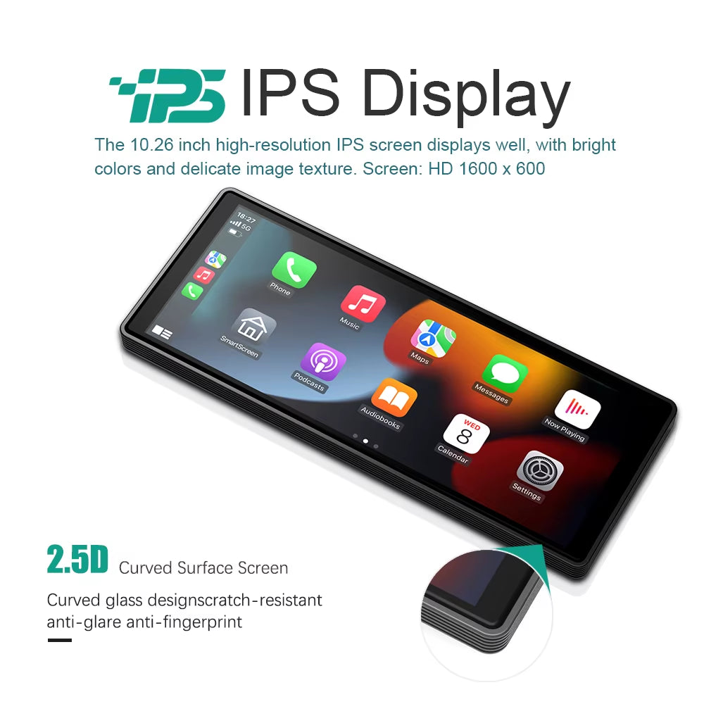 Drive Smart 10.26-Inch showing high-resolution IPS display and user interface for multimedia features.