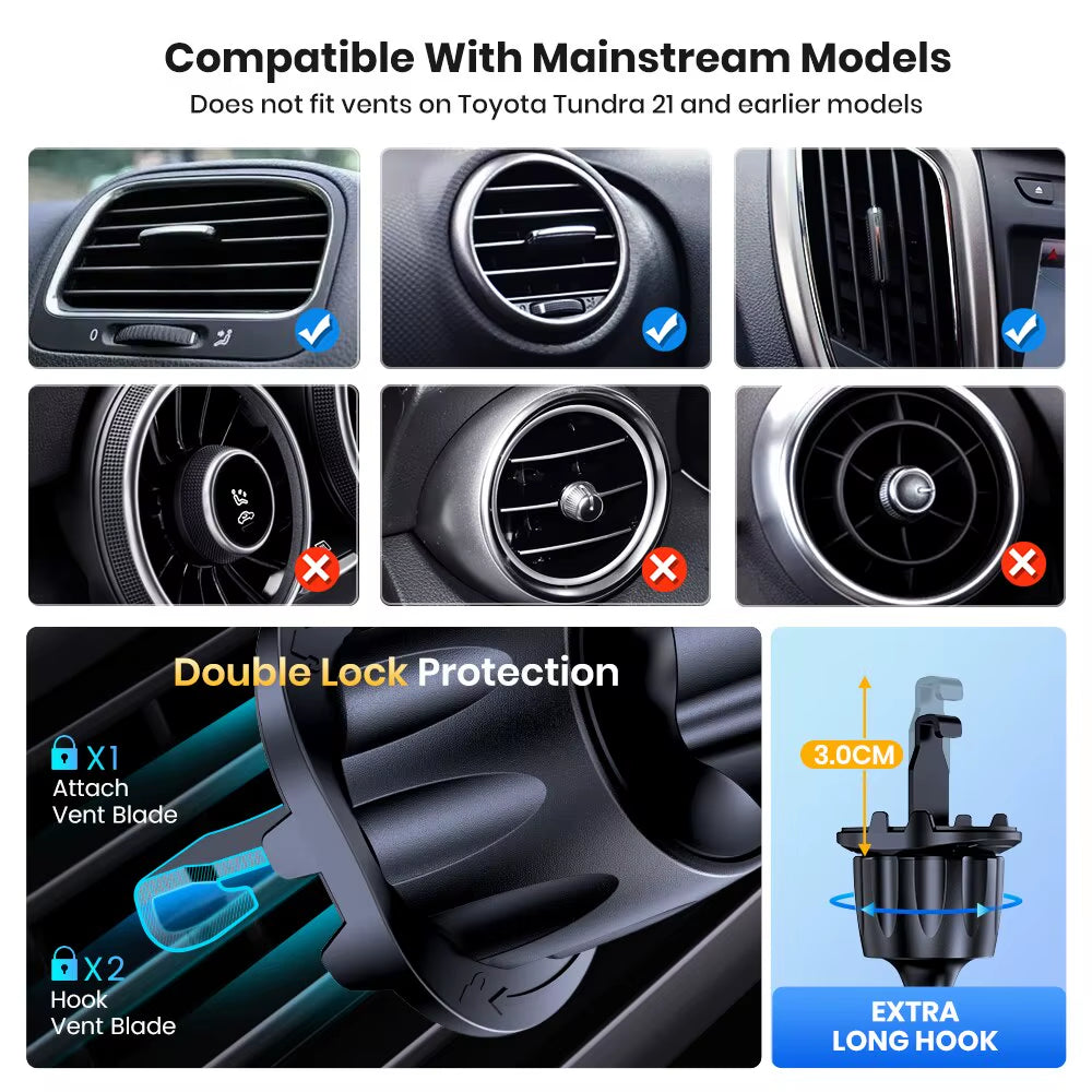 Car Phone Holder with Hook Clip – Universal Air Vent Mount