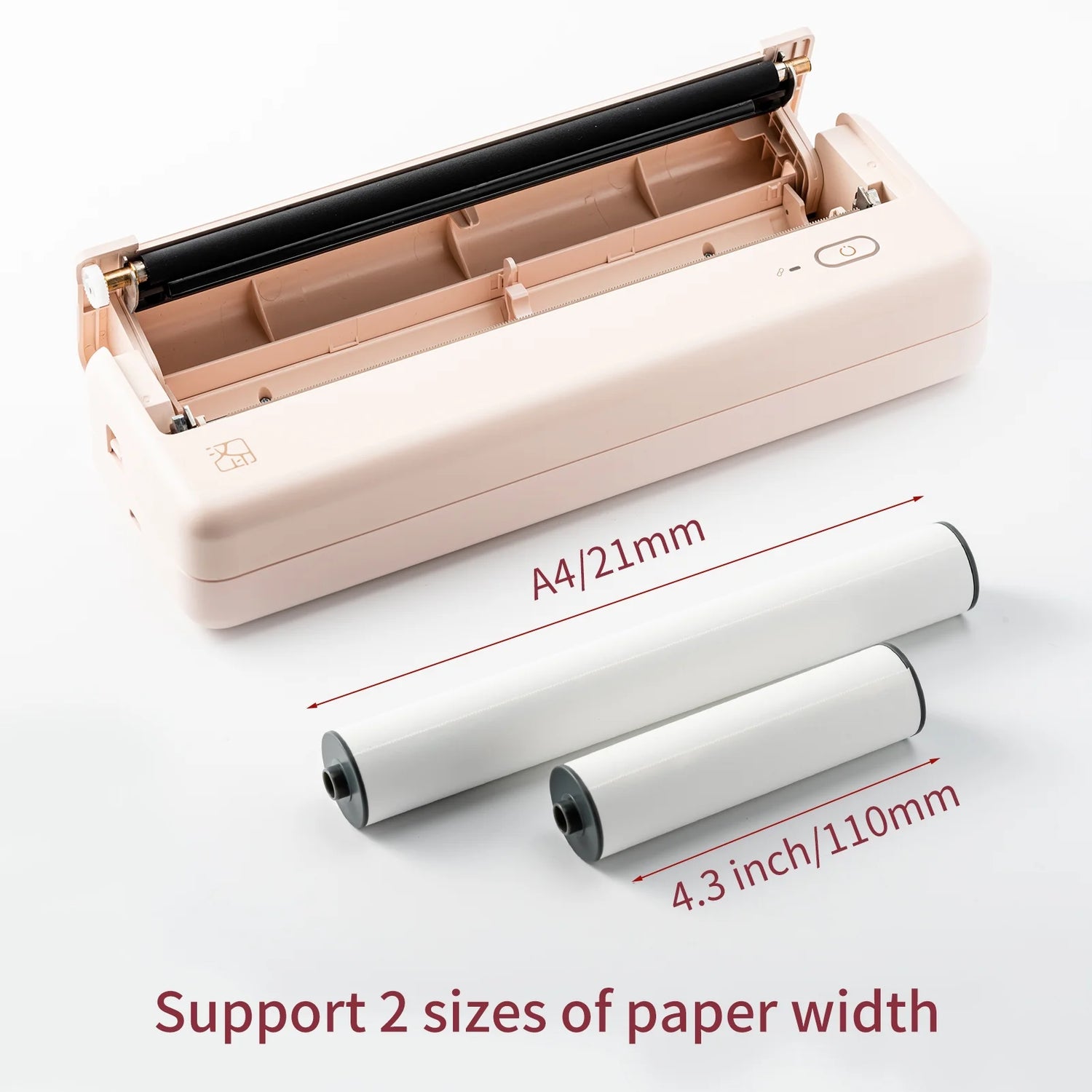 Wireless Portable Printers - A4 Thermal Printer for Travel, Mobile Office, School, Home - Bluetooth Printer Compatible with Ios Android Phone &amp; Laptop, Pink