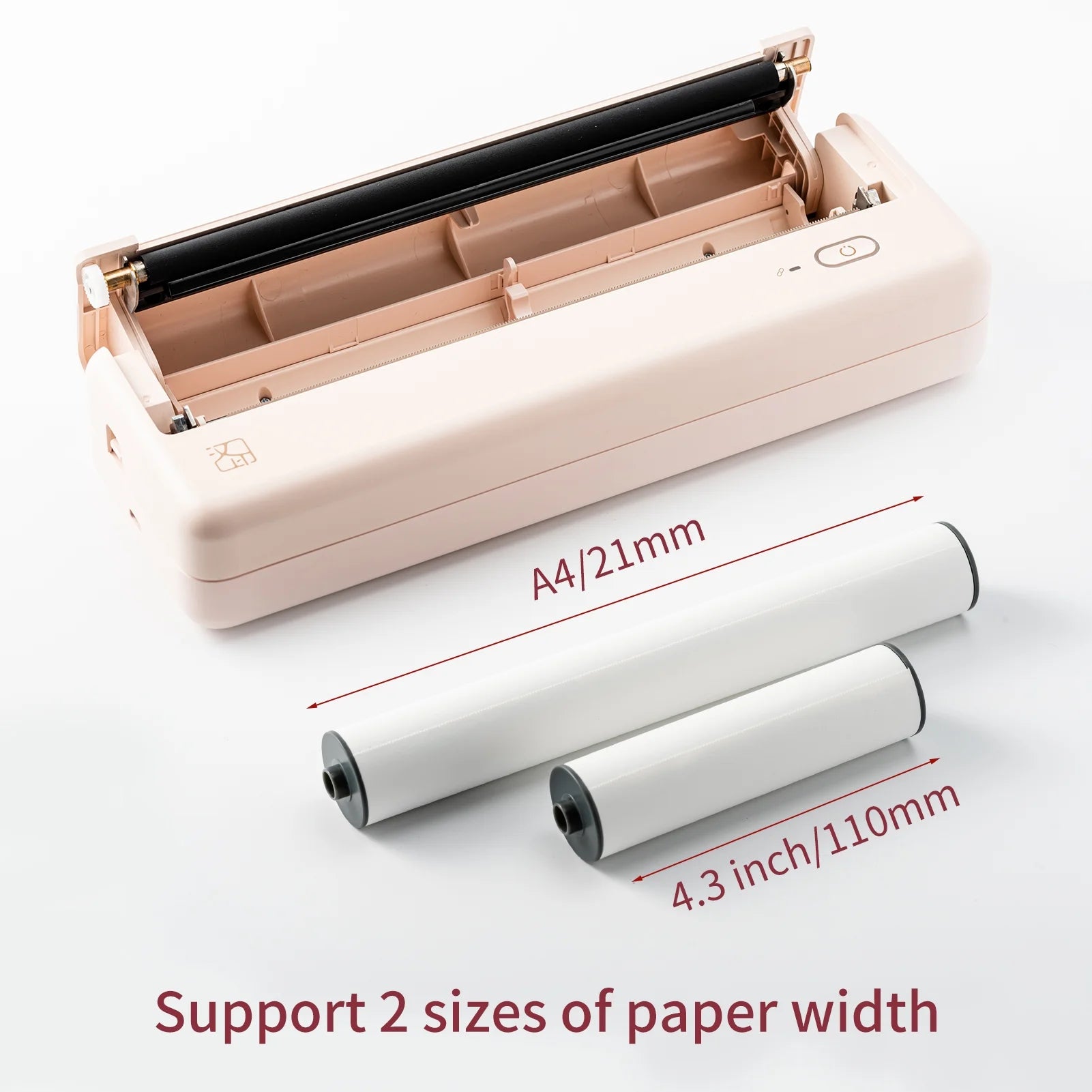 Wireless Portable Printers - A4 Thermal Printer for Travel, Mobile Office, School, Home - Bluetooth Printer Compatible with Ios Android Phone &amp; Laptop, Pink