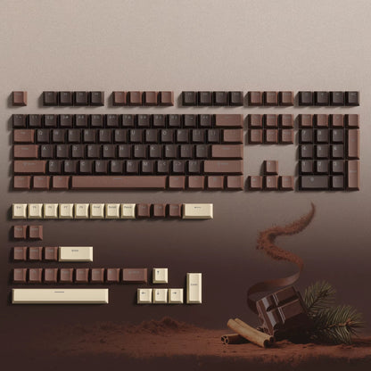 138 Keys Retro Brown Gray PBT Keycap – Mechanical Keyboard Keycap Set